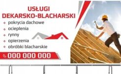 BANER REKLAMOWY 130x80cm gotowy projekt USŁUGI DEKARSKIE RYNNY plandeka