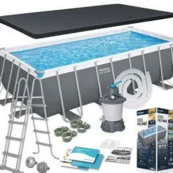 Basen stelażowy ogrodowy 488 x 244 x 122 cm 11w1 Bestway 56671N