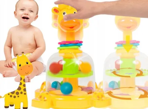 BĄCZEK SPINNER DLA DZIECI ŻYRAFKA Z KULECZKAMI ZABAWKA WIRUJĄCA DLA DZIECI