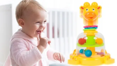 BĄCZEK SPINNER DLA DZIECI ŻYRAFKA Z KULECZKAMI ZABAWKA WIRUJĄCA DLA DZIECI