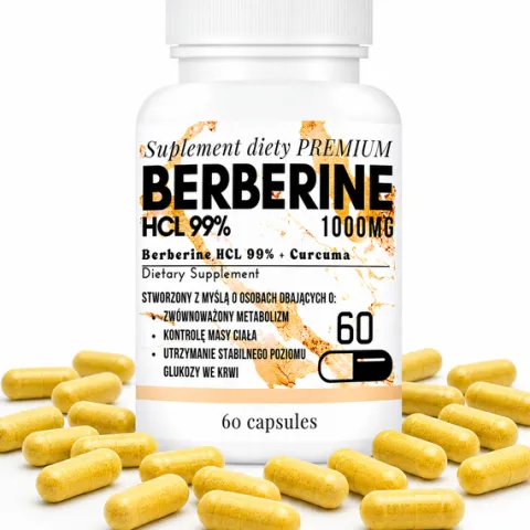 BERBERYNA HCL 1000 MG 99% KURKUMA EKSTRAKT GLUKOZA INSULINA METABOLIZM 60T