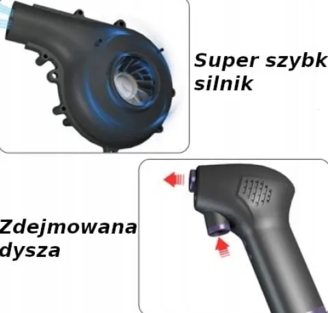 BEZPRZEWODOWY KOMPRESOR MOCNA DMUCHAWA ODKURZACZ SPRĘŻONE POWIETRZE DO AUTA