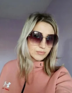 Bezramkowe Okulary damskie przeciwsłoneczne kocie SZARE UV400 Ramki złote