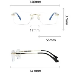 Bezramkowe okulary zerówki do komputera z filtrem Blue Light 25188 złoty