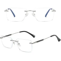 Bezramkowe okulary zerówki do komputera z filtrem Blue Light 25188C srebrny