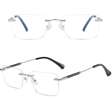 Bezramkowe okulary zerówki do komputera z filtrem Blue Light 25188C srebrny