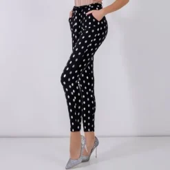 BF18098 BLACK CZARNE DAMSKIE TREGGINSY S/M - 37