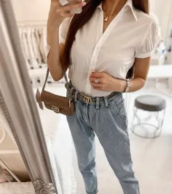 Biała damska koszula elegancka taliowana 0666 21446 rozmiar XL
