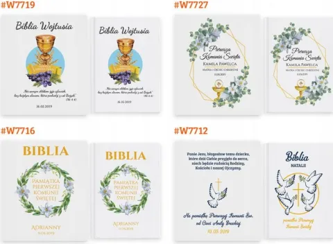 Biblia dla dziecka na prezent na KOMUNIĘ w drewnianej szkatułce+ NADRUK
