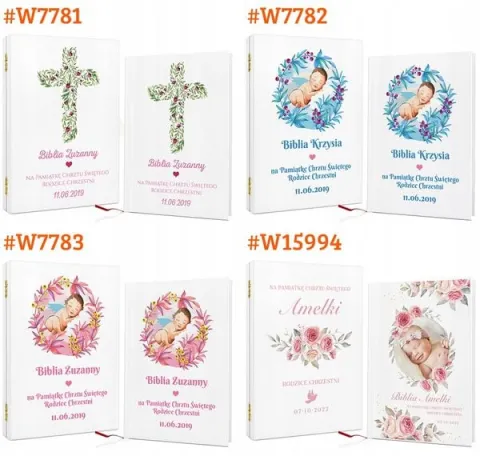 Biblia na KOMUNIĘ w szkatułce pamiątka Komunii dla dziewczynki +NADRUK