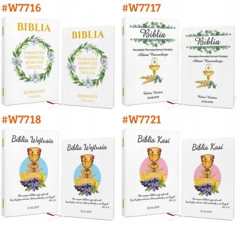 Biblia na KOMUNIĘ w szkatułce pamiątka Komunii dla dziewczynki +NADRUK