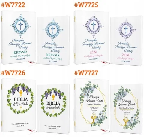 Biblia na KOMUNIĘ w szkatułce pamiątka Komunii dla dziewczynki +NADRUK