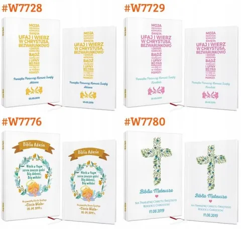 Biblia na KOMUNIĘ w szkatułce pamiątka Komunii dla dziewczynki +NADRUK