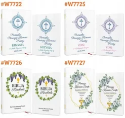 Biblia prezent na CHRZEST KOMUNIĘ w drewnianej szkatułce pamiątka + NADRUK