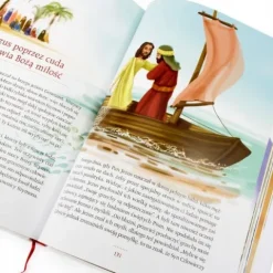 Biblia prezent na CHRZEST KOMUNIĘ w drewnianej szkatułce pamiątka + NADRUK