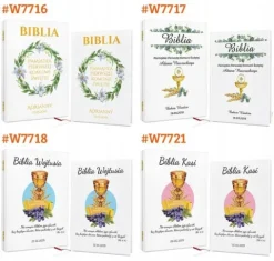 Biblia prezent na CHRZEST KOMUNIĘ w drewnianej szkatułce pamiątka + NADRUK