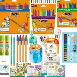 BIC DUŻA WYPRAWKA SZKOLNA I DO PRZEDSZKOLA KREDKI DŁUGOPISY BLOK GRATIS