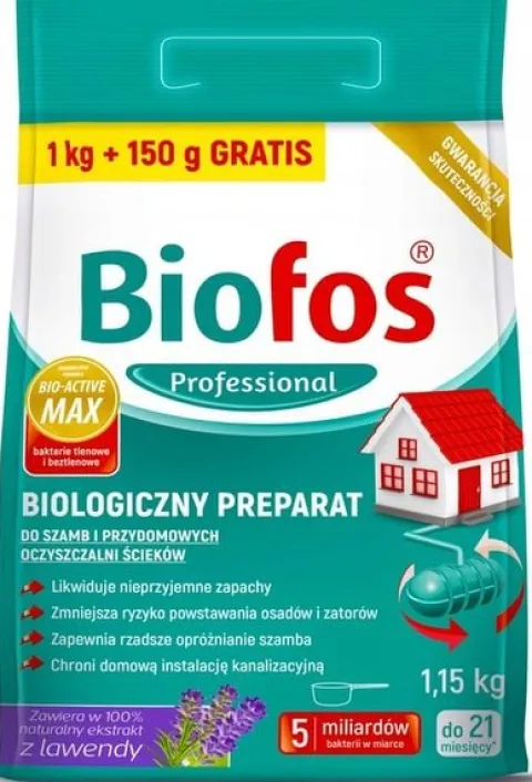 BIOFOS PROFESSIONAL 1kg + 150g do szamb i przydomowych oczyszczalni ścieków