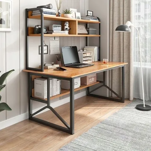 BIURKO KOMPUTEROWE CIEMNY BUK POD LAPTOP STOLIK GAMINGOWE NOWOCZESNE LOFT