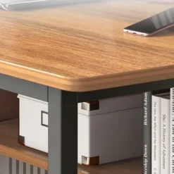 BIURKO KOMPUTEROWE CIEMNY BUK POD LAPTOP STOLIK GAMINGOWE NOWOCZESNE LOFT