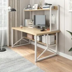 BIURKO KOMPUTEROWE JASNY DĄB POD LAPTOP STOLIK GAMINGOWE NOWOCZESNE LOFT