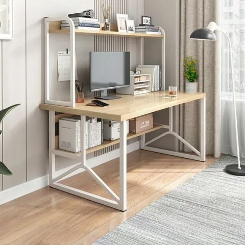 BIURKO KOMPUTEROWE JASNY DĄB POD LAPTOP STOLIK GAMINGOWE NOWOCZESNE LOFT