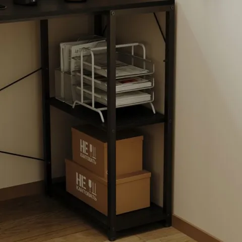 Biurko komputerowe stolik loft czarne solidne z półkami industrialne 120