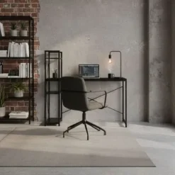 BIURKO KOMPUTEROWE 120X60 CM Z REGAŁEM 3 PÓŁKI CZARNE MODERNHOME