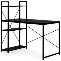 BIURKO KOMPUTEROWE 120X60 CM Z REGAŁEM 3 PÓŁKI CZARNE MODERNHOME