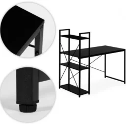 BIURKO KOMPUTEROWE 120X60 CM Z REGAŁEM 3 PÓŁKI CZARNE MODERNHOME