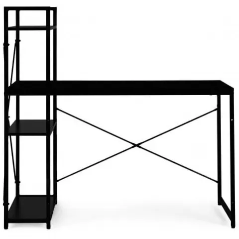 BIURKO KOMPUTEROWE 120X60 CM Z REGAŁEM 3 PÓŁKI CZARNE MODERNHOME