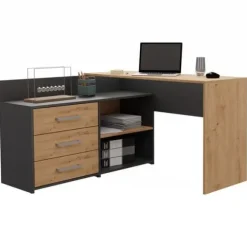 BIURKO NAROŻNE + KOMODA DANY ANTRACYT / DĄB ARTISAN