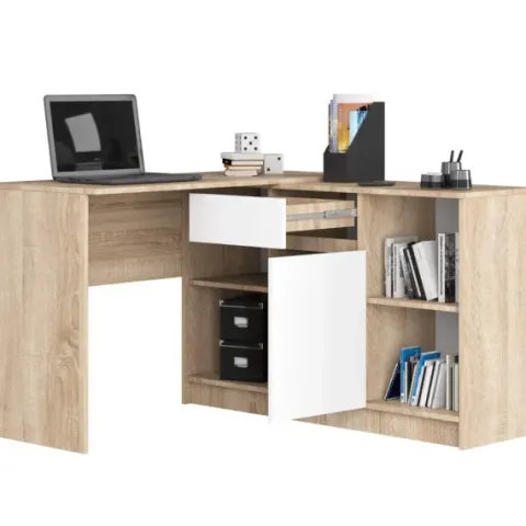 Biurko narożne, komoda, zestaw, TORAN, 120x126x77 cm, dąb | TYLETEGOTU