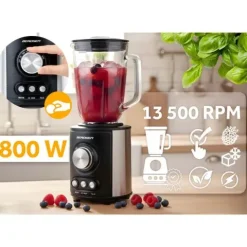 Blender kielichowy szklany do smoothie koktajli kruszy lód 1,5L 800W BD-751 Berdsen czarny