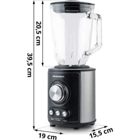 Blender kielichowy szklany do smoothie koktajli kruszy lód 1,5L 800W BD-751 Berdsen czarny