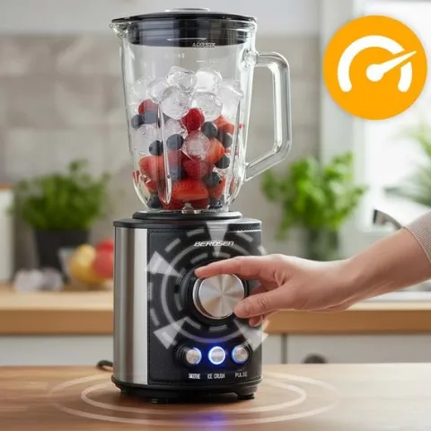 Blender kielichowy szklany do smoothie koktajli kruszy lód 1,5L 800W BD-751 Berdsen czarny