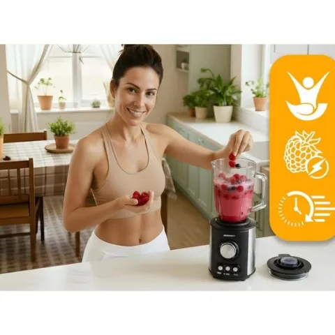 Blender kielichowy szklany do smoothie koktajli kruszy lód 1,5L 800W BD-751 Berdsen czarny
