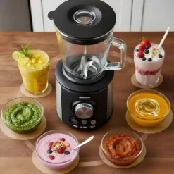 Blender kielichowy szklany do smoothie koktajli kruszy lód 1,5L 800W BD-751 Berdsen czarny