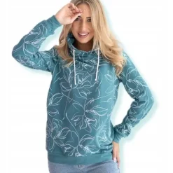 BLUZA DRESOWA DAMSKA BAWEŁNIANA Z KOMINEM W PRINT KWIATY KOLORY ROZMIARY