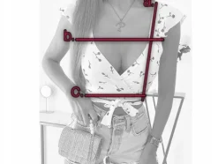 BLUZKA TOP MODNA STYLOWA KWIATY KOPERTOWY DEKOLT WIĄZANIE WZÓR 3 S/M BYSISI