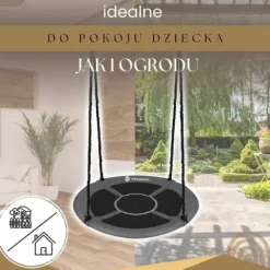 Bocianie gniazdo dla dzieci 110 cm huśtawka ogrodowa czarno-szary