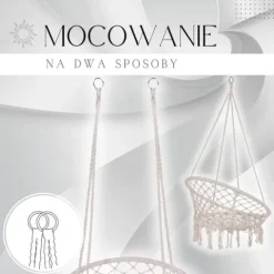 Bocianie gniazdo z frędzlami huśtawka ogrodowa kremowa