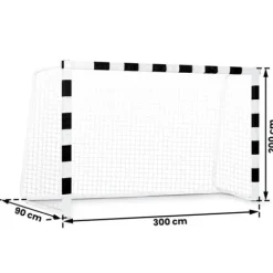 Bramka do piłki nożnej 300 x 200 x 90 cm NS-465 czarno-biała
