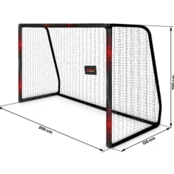 Bramka do piłki nożnej 300 x 200 x 120 cm NS-473 czarno-czerwona