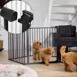 BRAMKA ECOTOYS CZARNA METALOWA Z BLOKADĄ DLA DZIECI