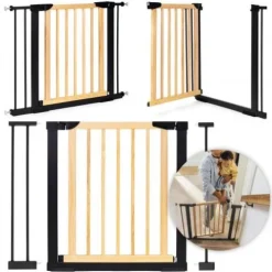 BRAMKA ECOTOYS METALOWA DREWNIANA 74-100CM MONTAŻ BEZ WIERCEŃ