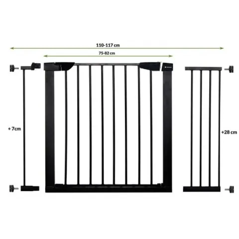Bramka zabezpieczająca bramka rozporowa 75-117cm czarna