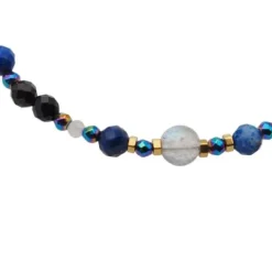 Bransoletka mix - Turmalin, Lapis Lazuli, Labradoryt, hematyt i srebro złocone