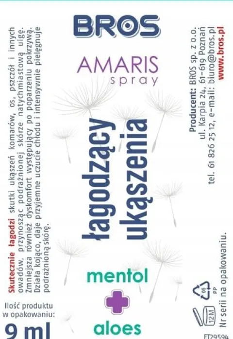 BROS - Amaris - spray łagodzący ukąszenia 9ml