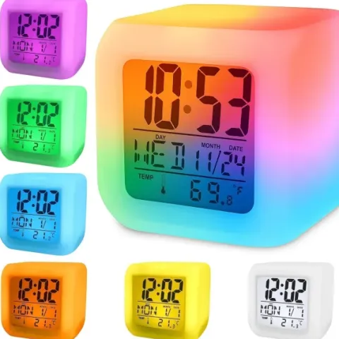Budzik zegarek świecący kameleon termometr temperatura data wyświetlacz led